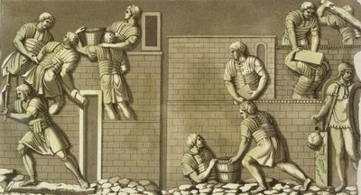 قام الجنود الرومان ببناء حصن ، اللوحة 21 من "Le Costume Ancien et Moderne" ، بقلم جول فيراريو ، تم نشره في 1820s-30s بواسطة فيتوريو رينيري